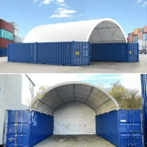 20’x40′ Container Shelter with 11oz PE Canvas & Back End Wall